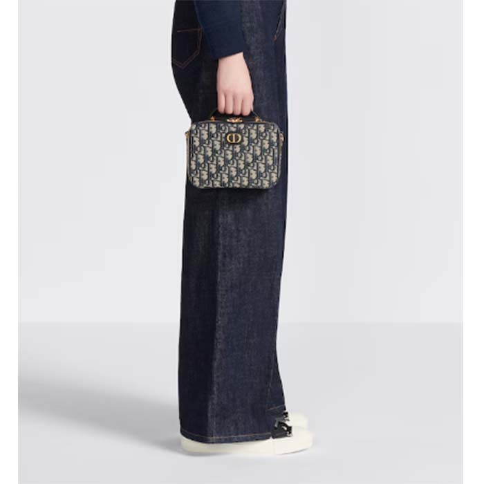 Dior Unisex CD 30 Montaigne Box Bag Blue Multicolor Dior Oblique Jacquard