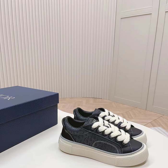 Dior Unisex CD B33 Sneaker Black Smooth Calfskin Dior Oblique Jacquard