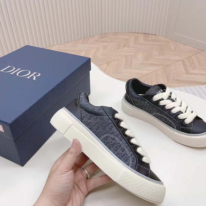 Dior Unisex CD B33 Sneaker Black Smooth Calfskin Dior Oblique Jacquard