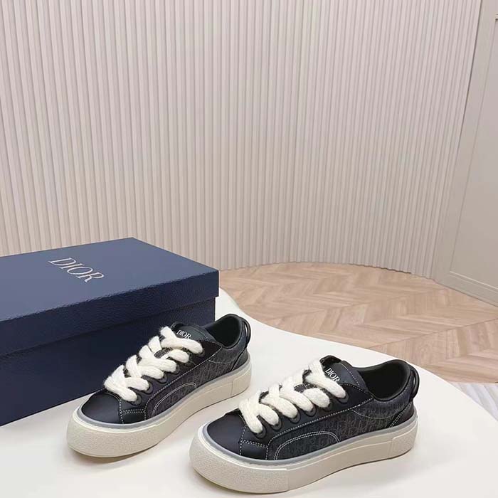 Dior Unisex CD B33 Sneaker Black Smooth Calfskin Dior Oblique Jacquard