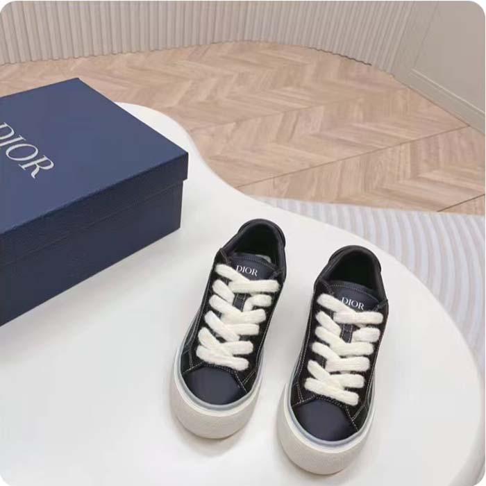 Dior Unisex CD B33 Sneaker Black Smooth Calfskin Dior Oblique Jacquard