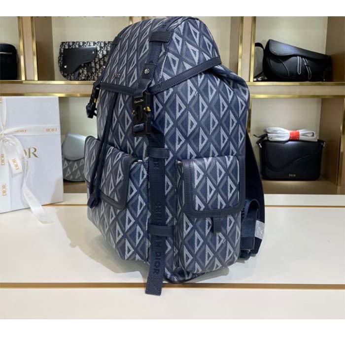 Dior Unisex CD Hit The Road Backpack Navy Blue CD Diamond Canvas