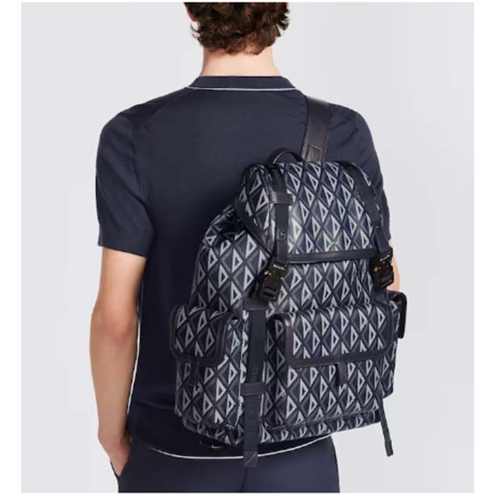 Dior Unisex CD Hit The Road Backpack Navy Blue CD Diamond Canvas