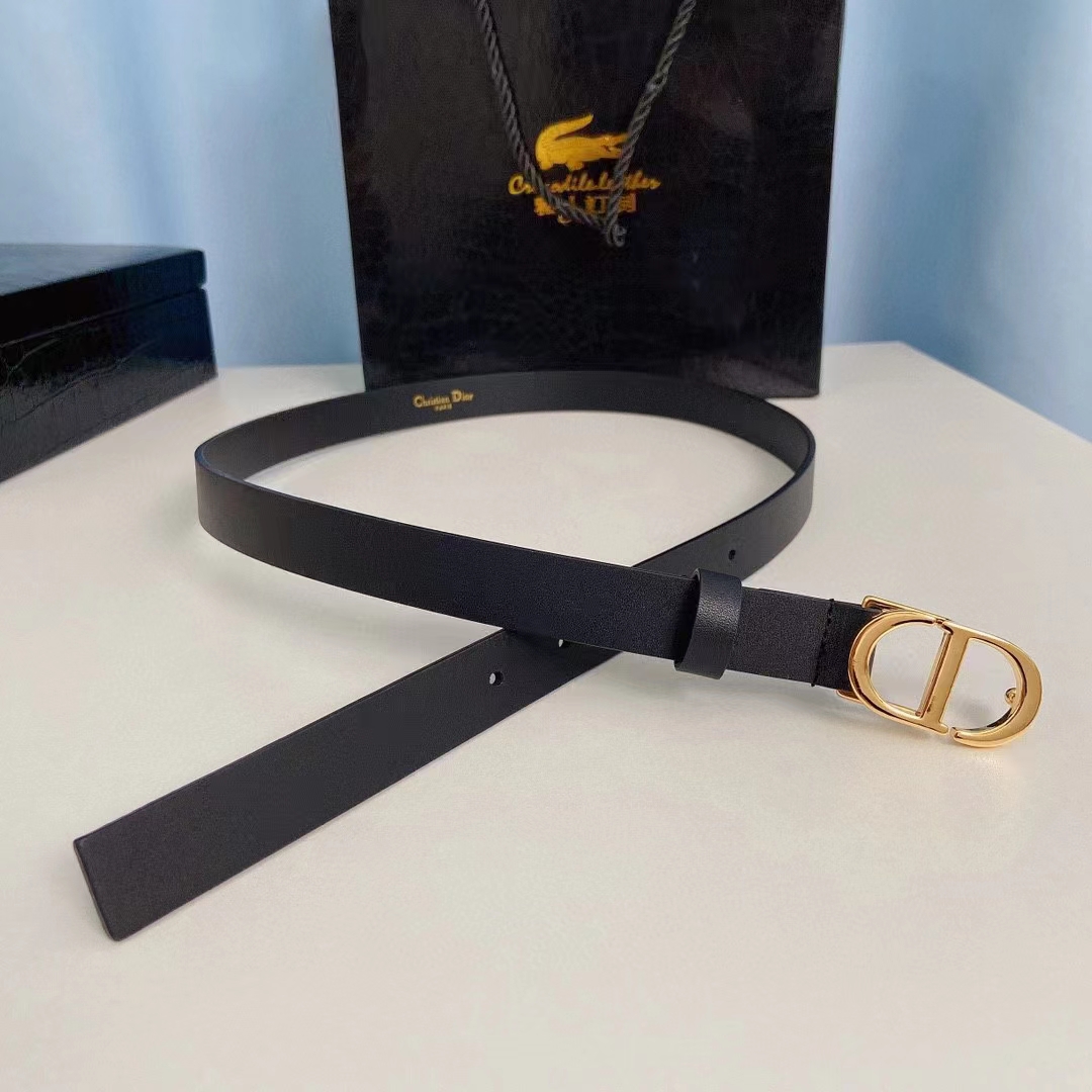Dior Unisex CD Saddle Belt Black Ultrasmooth Calfskin 20 MM Width