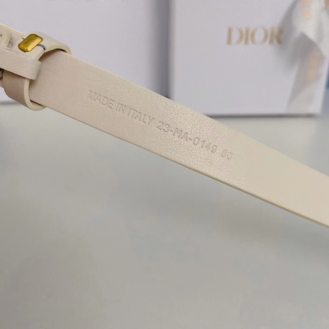 Dior Unisex CD Saddle Belt Latte Ultrasoft Calfskin 20 MM Width
