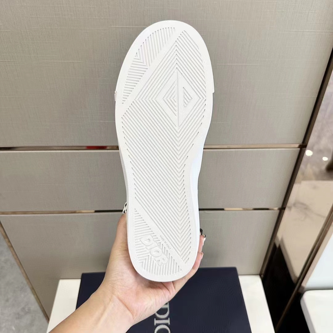 Dior Unisex Shoes B101 Slip-On Sneaker Navy Blue CD Diamond Canvas Smooth Calfskin