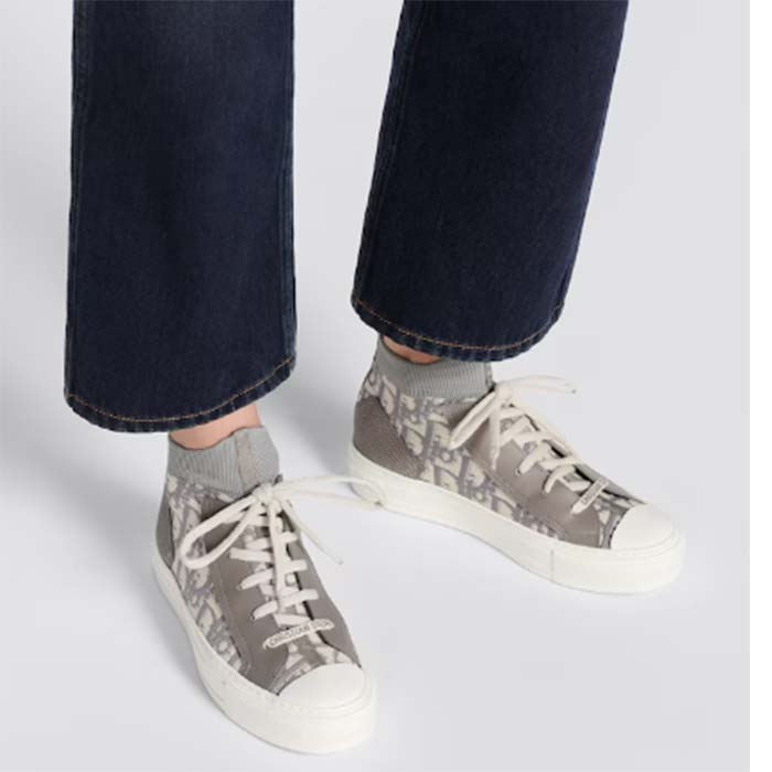 Dior Unisex Shoes CD Walk’N’Dior Sneaker Gray Dior Oblique Technical Mesh Calfskin