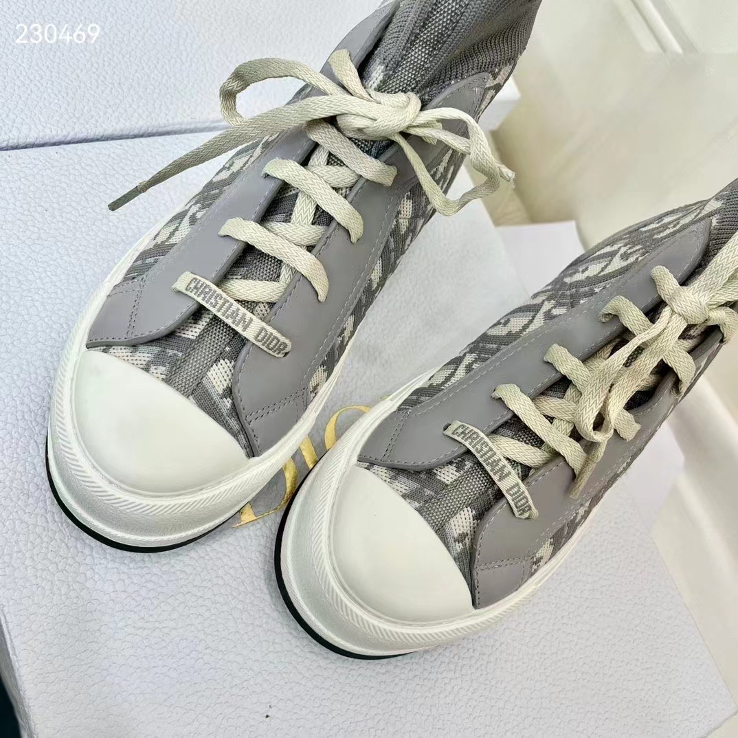Dior Unisex Shoes CD Walk’N’Dior Sneaker Gray Dior Oblique Technical Mesh Calfskin