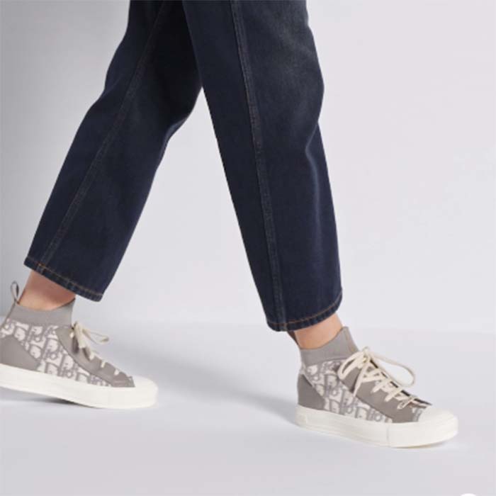 Dior Unisex Shoes CD Walk’N’Dior Sneaker Gray Dior Oblique Technical Mesh Calfskin