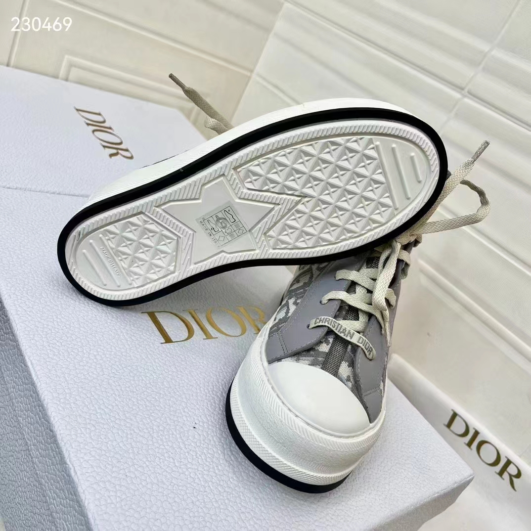 Dior Unisex Shoes CD Walk’N’Dior Sneaker Gray Dior Oblique Technical Mesh Calfskin