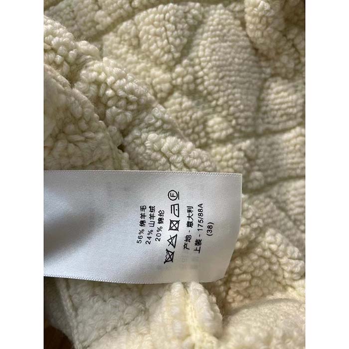 Dior Women CD Cannage Jacket White Technical Wool Cashmere Knit Horn Buttons