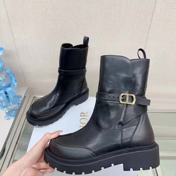 Dior Women CD Dior Empreinte Ankle Boot Black Calfskin Rubber