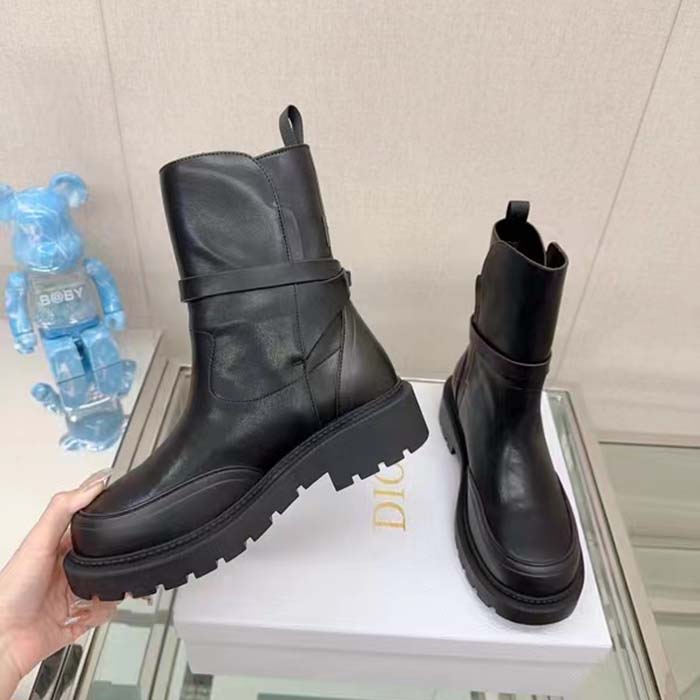 Dior Women CD Dior Empreinte Ankle Boot Black Calfskin Rubber