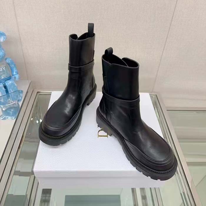 Dior Women CD Dior Empreinte Ankle Boot Black Calfskin Rubber