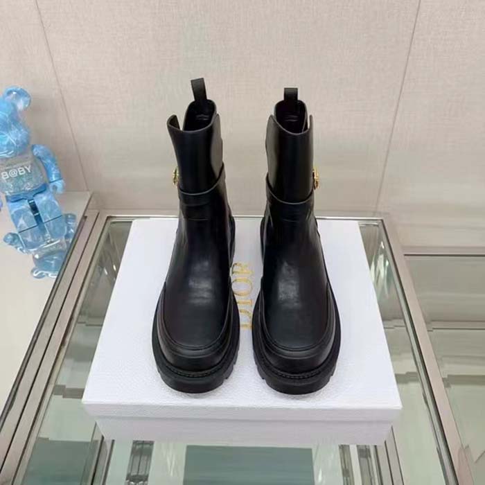 Dior Women CD Dior Empreinte Ankle Boot Black Calfskin Rubber