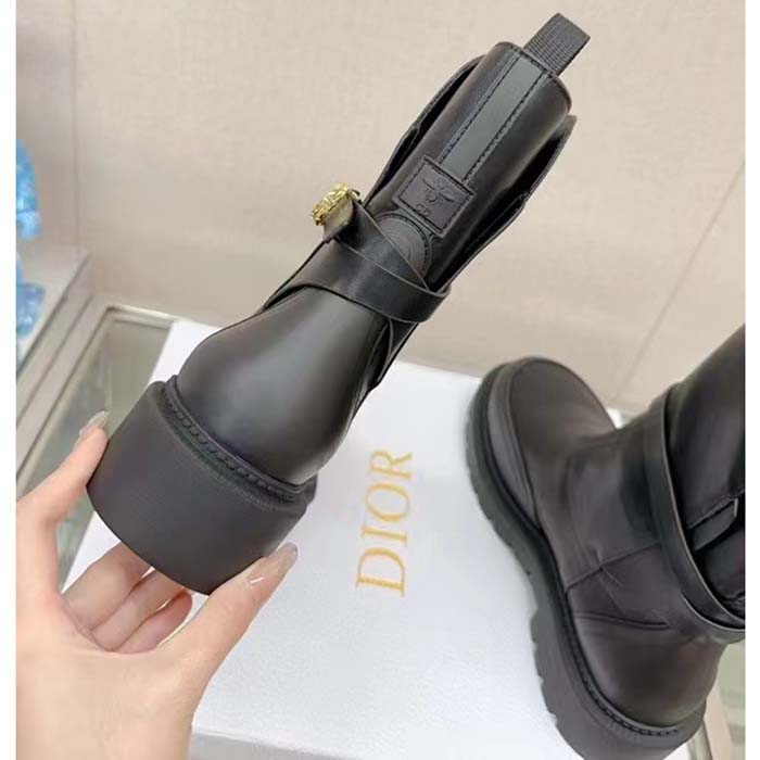 Dior Women CD Dior Empreinte Ankle Boot Black Calfskin Rubber