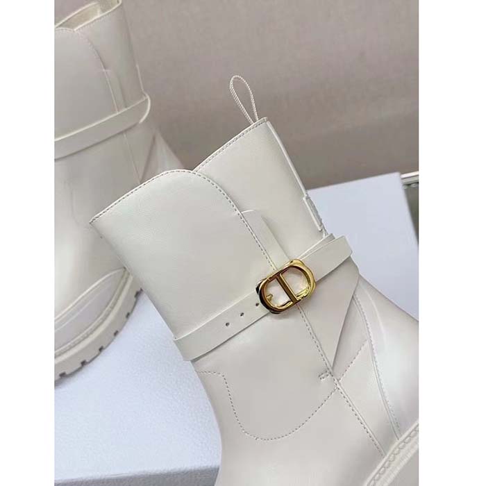 Dior Women CD Dior Empreinte Ankle Boot White Calfskin Rubber