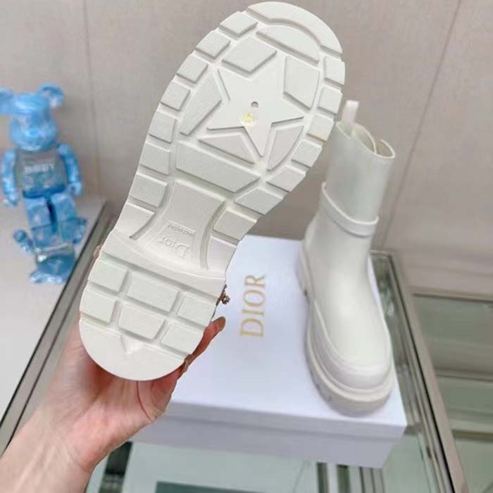 Dior Women CD Dior Empreinte Ankle Boot White Calfskin Rubber