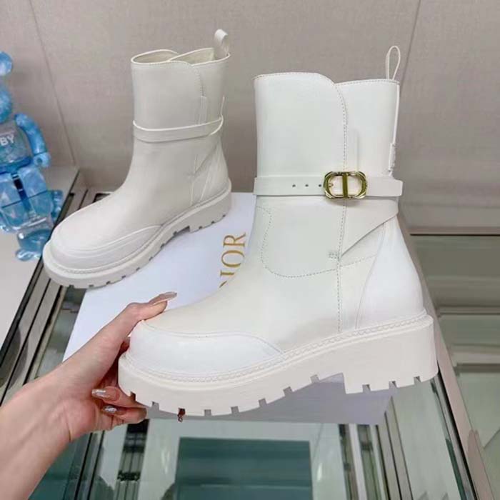Dior Women CD Dior Empreinte Ankle Boot White Calfskin Rubber