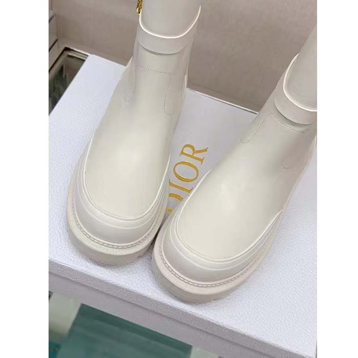 Dior Women CD Dior Empreinte Ankle Boot White Calfskin Rubber
