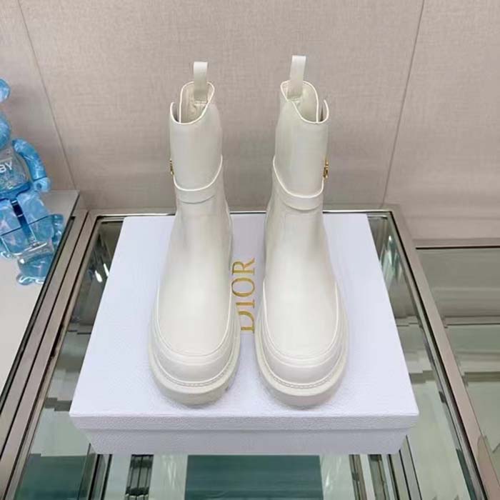 Dior Women CD Dior Empreinte Ankle Boot White Calfskin Rubber