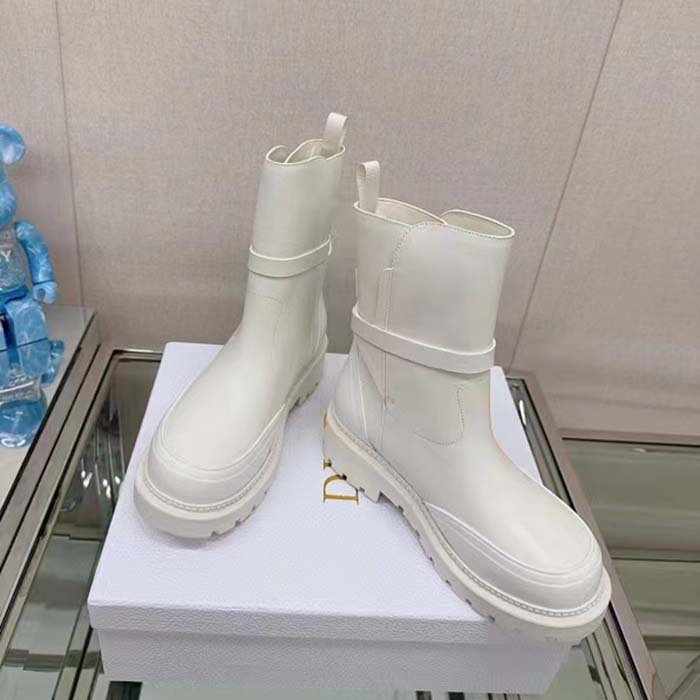 Dior Women CD Dior Empreinte Ankle Boot White Calfskin Rubber
