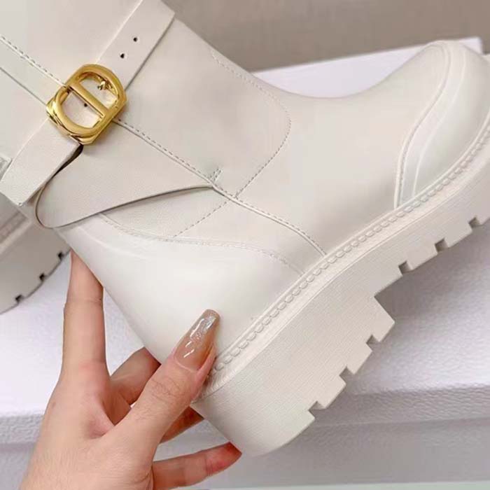 Dior Women CD Dior Empreinte Ankle Boot White Calfskin Rubber