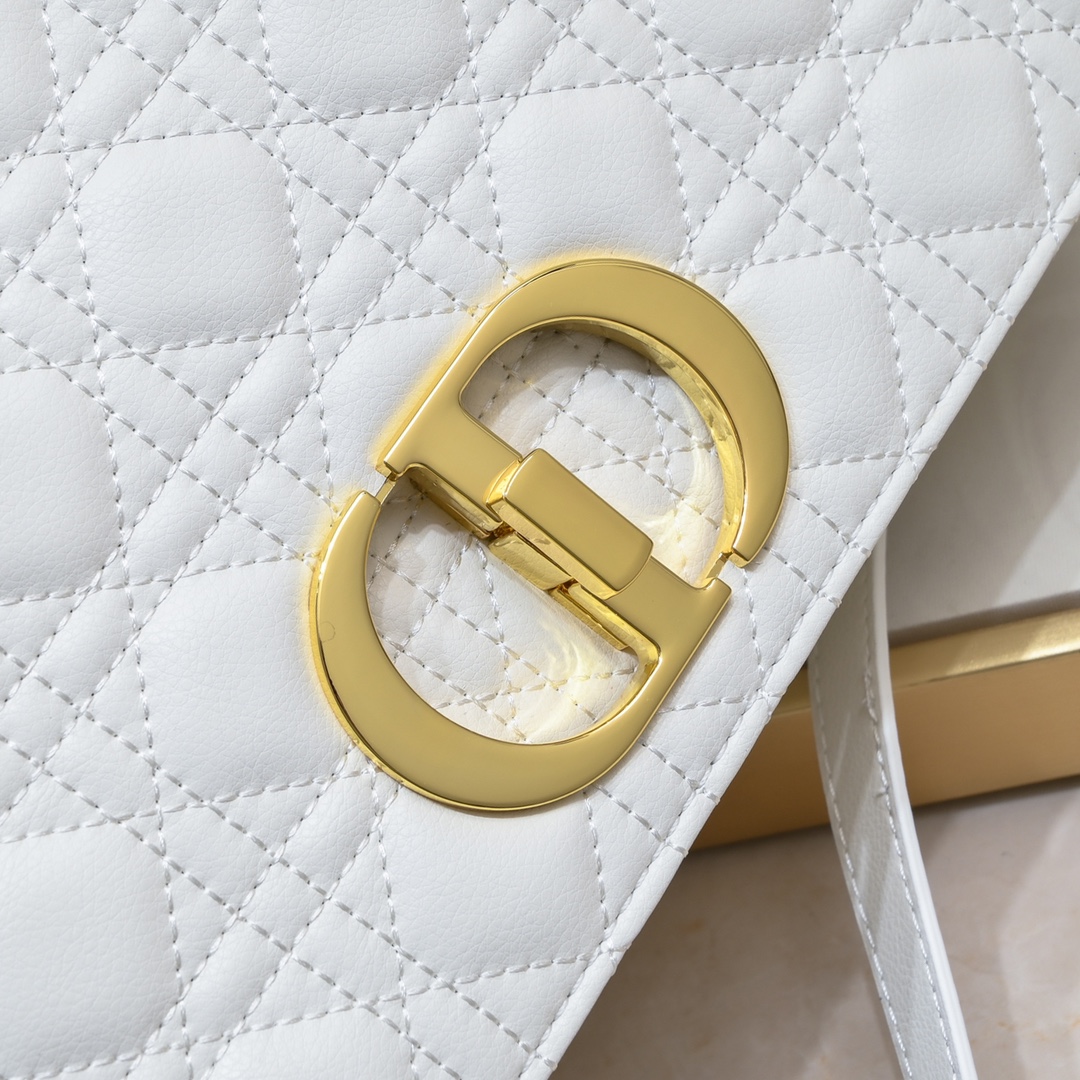 Dior Women CD Large Dior Caro Bag Stone Ivory Supple Cannage Calfskin