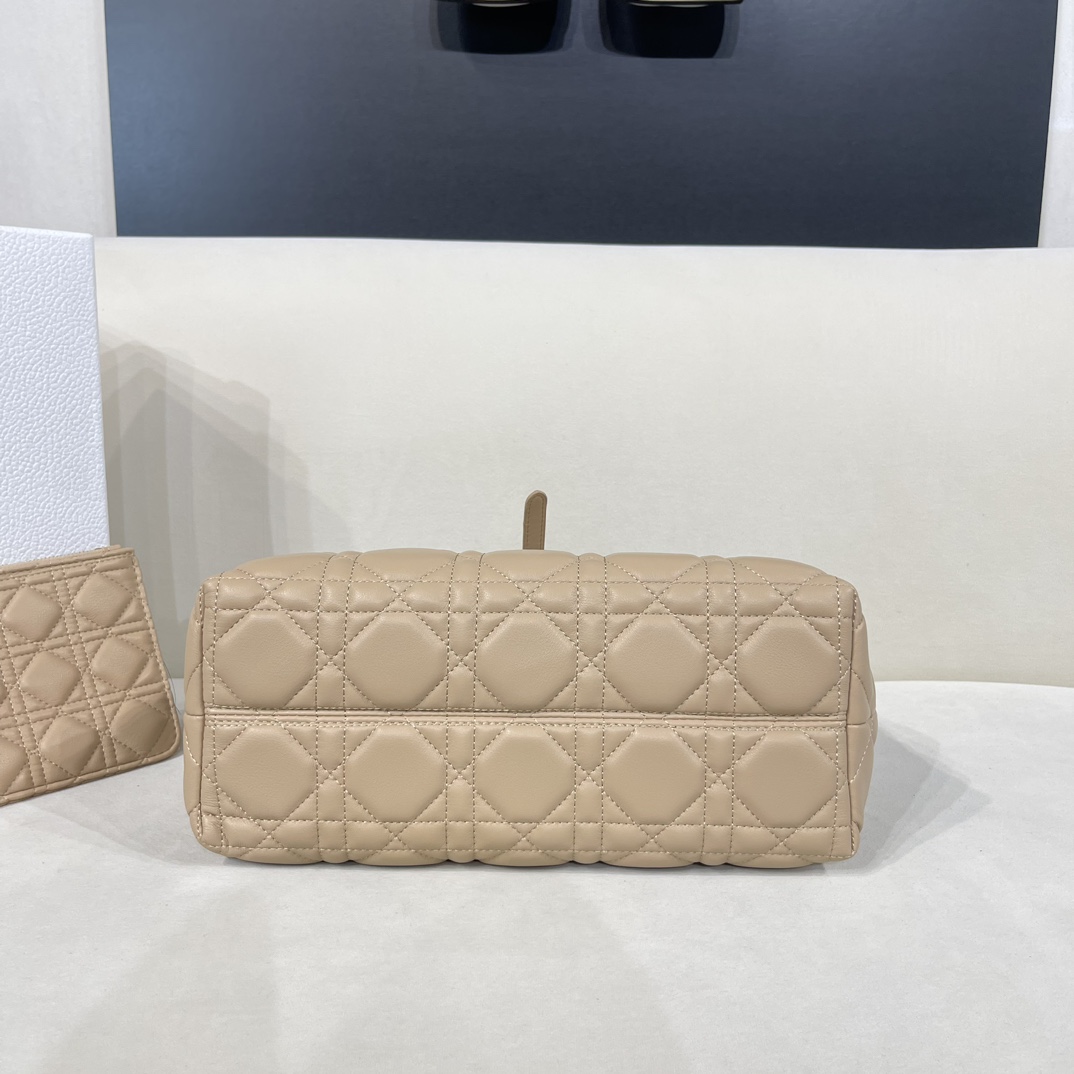 Dior Women CD Large Dior Toujours Bag Powder Beige Macrocannage Calfskin
