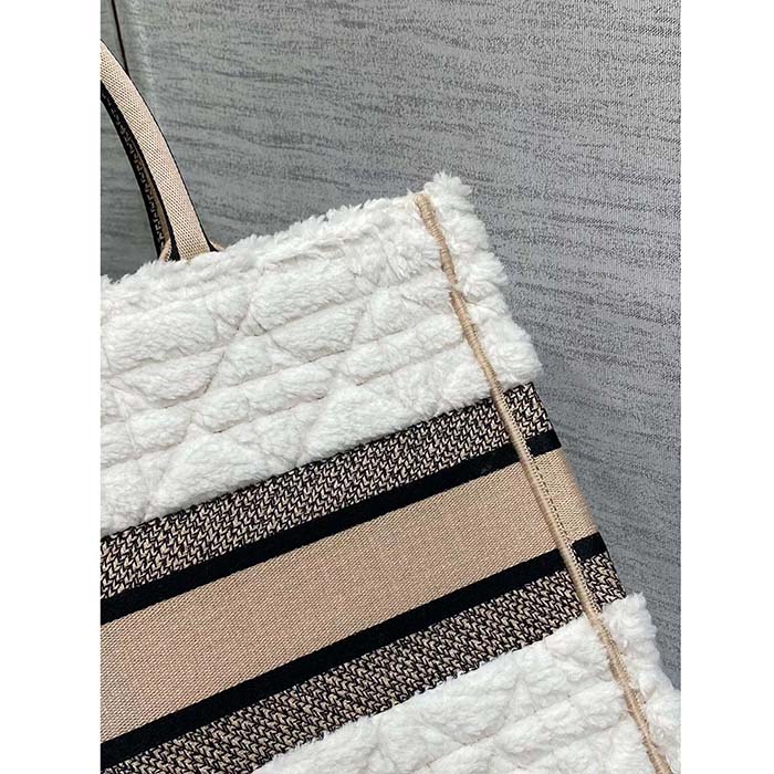 Dior Women CD Medium Book Tote Ice Cannage Shearling Christian Dior Paris Signature