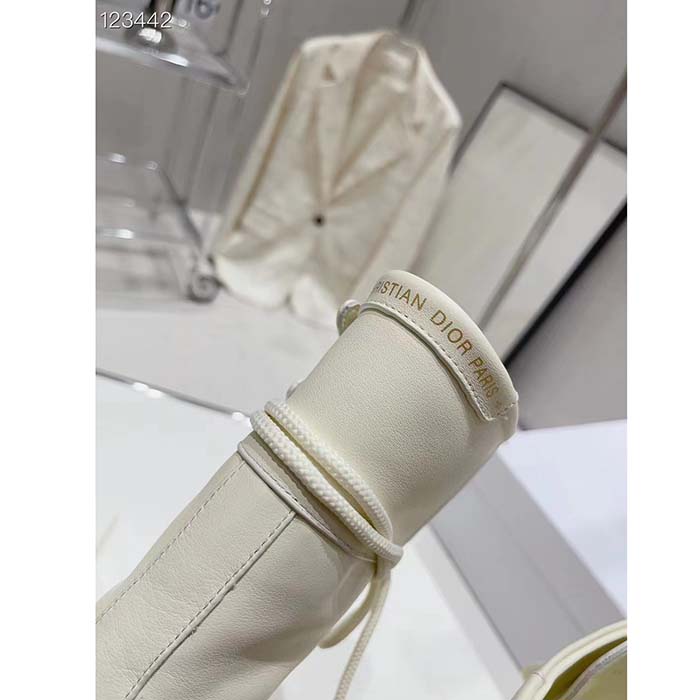Dior Women CD Shoes D-Trap Ankle Boot White Calfskin Shearling