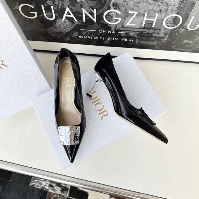 Dior Women CD Shoes La Parisienne Dior Pump Black Patent Calfskin 8 CM Heel