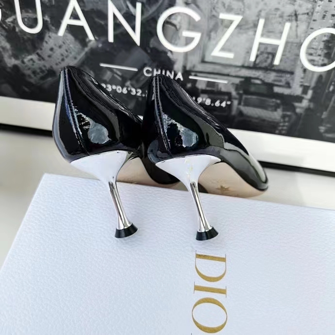 Dior Women CD Shoes La Parisienne Dior Pump Black Patent Calfskin 8 CM Heel