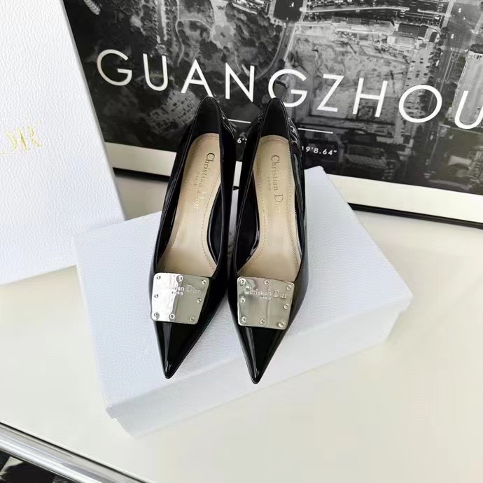 Dior Women CD Shoes La Parisienne Dior Pump Black Patent Calfskin 8 CM Heel