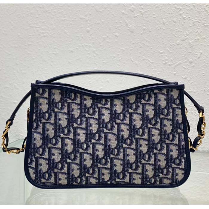 Dior Women CD Signature Hobo Mini Bag Blue Dior Oblique Jacquard