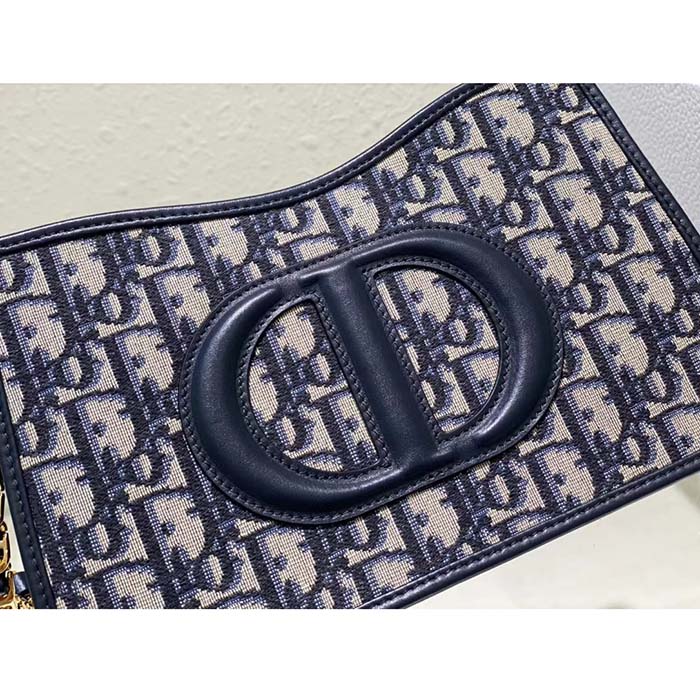 Dior Women CD Signature Hobo Mini Bag Blue Dior Oblique Jacquard