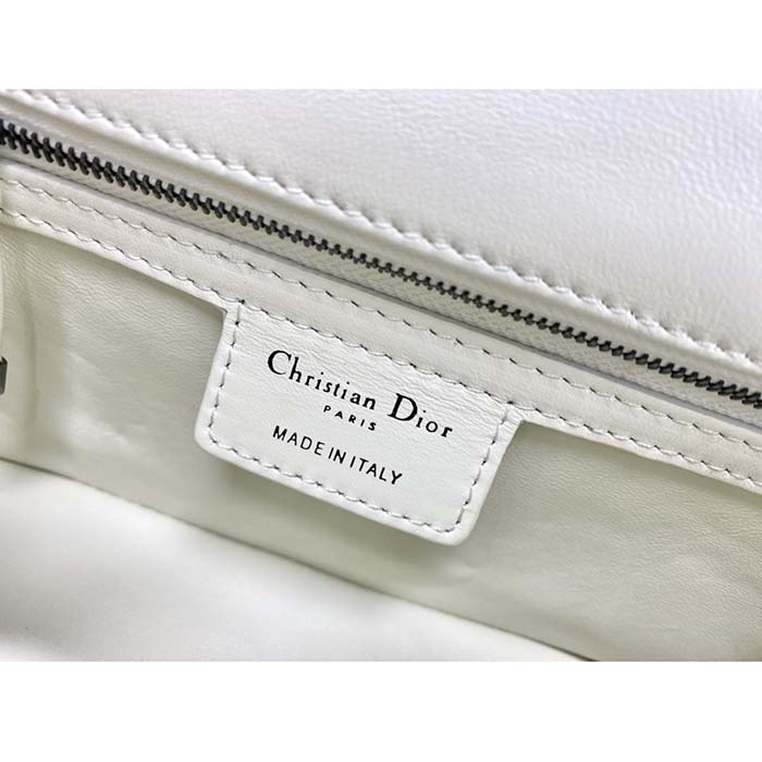 Dior Women CD Small Dior Caro Bag Latte Quilted Macrocannage Calfskin