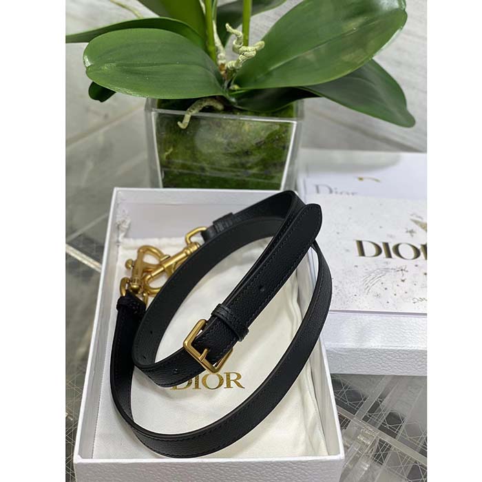 Dior Women Saddle Bag Strap Black Grained Calfskin CD Signature Interior Back Pocket