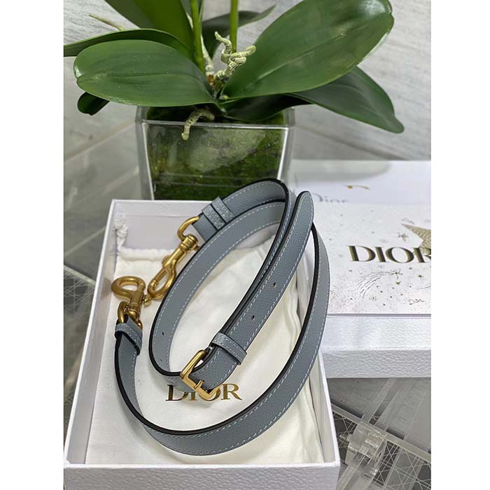 Dior Women Saddle Bag Strap Gray Grained Calfskin CD Signature Interior Back Pocket