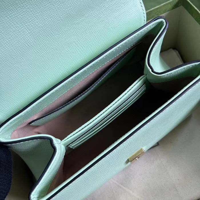 Gucci GG Women Horsebit 1955 Mini Bag Top Handle Bag Light Green Leather