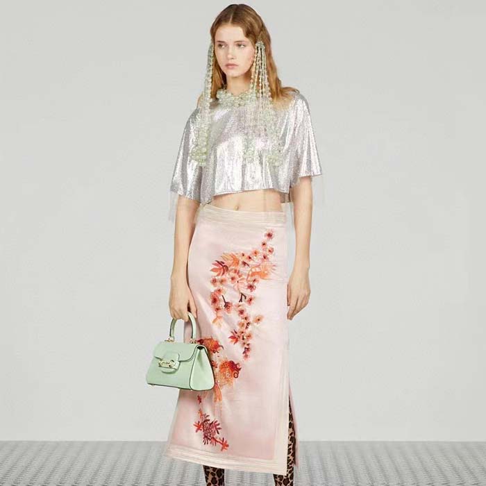 Gucci GG Women Horsebit 1955 Mini Bag Top Handle Bag Light Green Leather