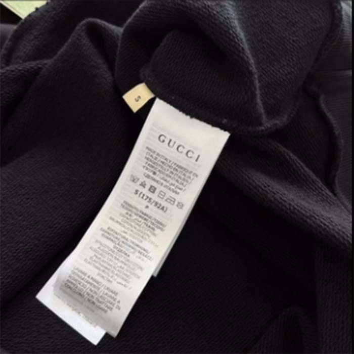 Gucci Women GG Cotton Jersey Printed Sweatshirt Black Felted Blade Print Crewneck Long Sleeves