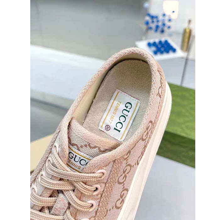 Gucci Unisex GG Sneaker Pink Original GG Canvas Rubber Sole Interlocking G Flat