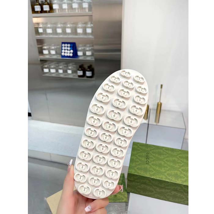 Gucci Unisex GG Sneaker White Original GG Canvas Rubber Sole Interlocking G Flat