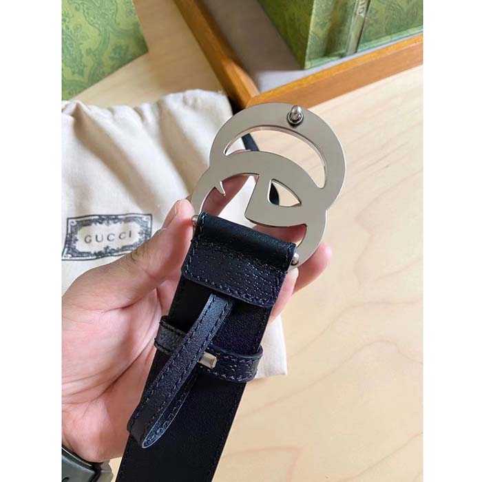 Gucci Unisex Marmont Belt Maxi GG Canvas Black Double G Buckle 3.8 CM Width
