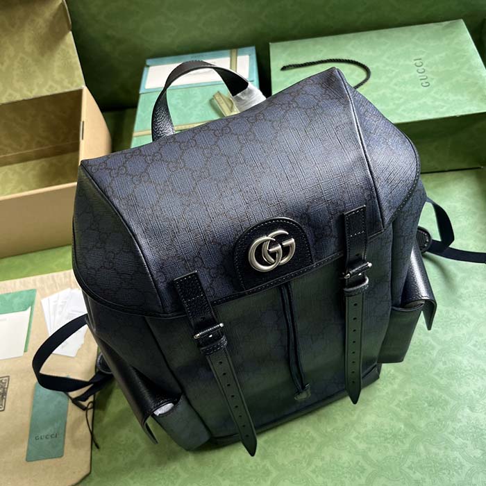 Gucci Unisex Ophidia GG Medium Backpack Blue Black GG Supreme Canvas Double G