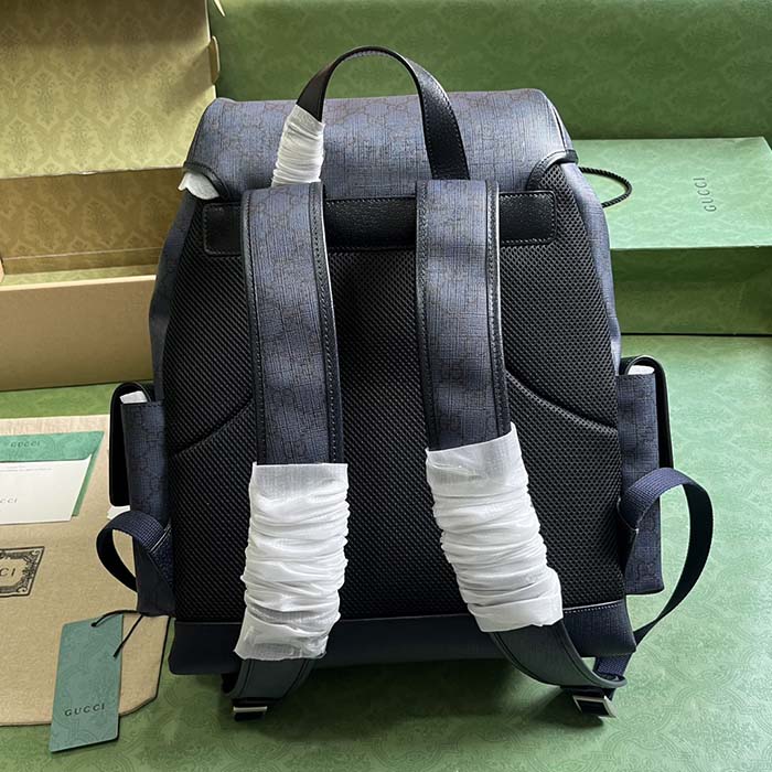 Gucci Unisex Ophidia GG Medium Backpack Blue Black GG Supreme Canvas Double G