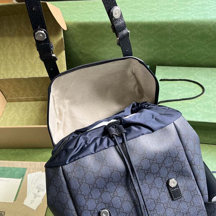 Gucci Unisex Ophidia GG Medium Backpack Blue Black GG Supreme Canvas Double G