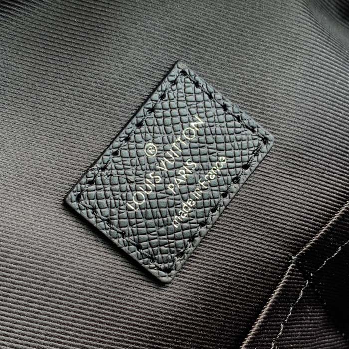 Louis Vuitton LV Unisex Adrian Backpack Black Taiga Cowhide Leather Textile Lining