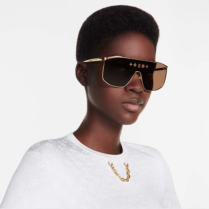 Louis Vuitton LV Unisex LV Golden Mask Sunglasses Gold-Toned Metal Frame Brown Lens